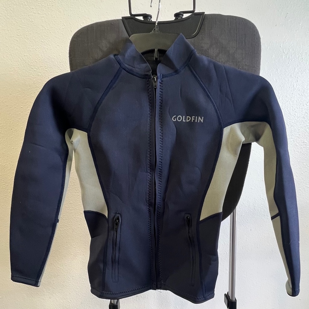 Goldfin Navy and Gray Wet Suit Top XS